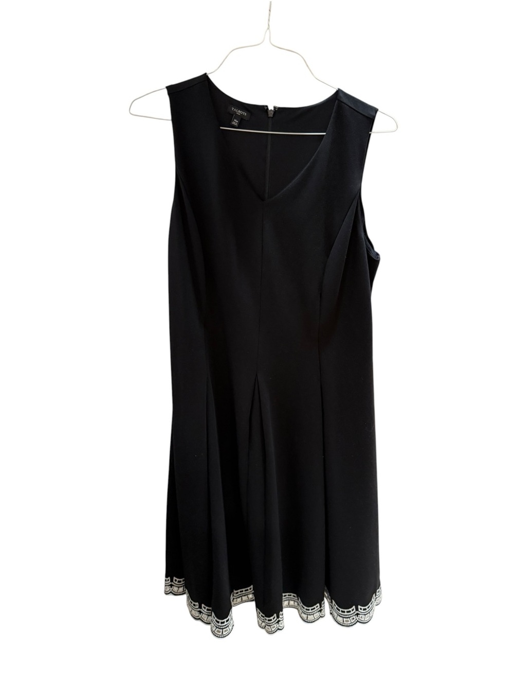 Talbot Black Sleeveless A-Line Dress with Scalloped Hem 14W